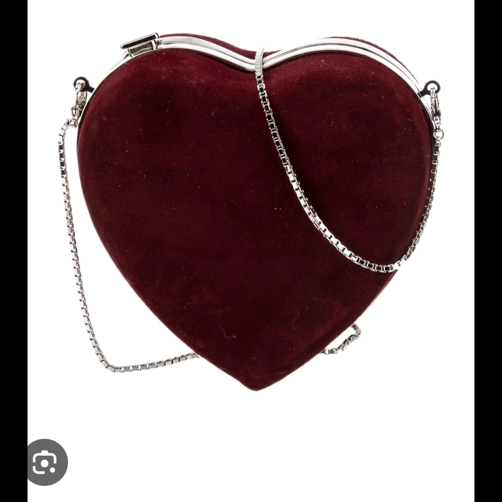 Brandon Maxwell Burgundy Heart Clutch